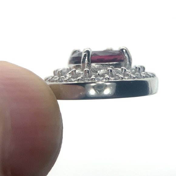 Rhodolite Garnet 3.52ct Platinum Finish Solid 925 Sterling Silver Earrings - Picture 6 of 8